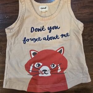 Oeuf Peach Tank Top with Red Fox Design
